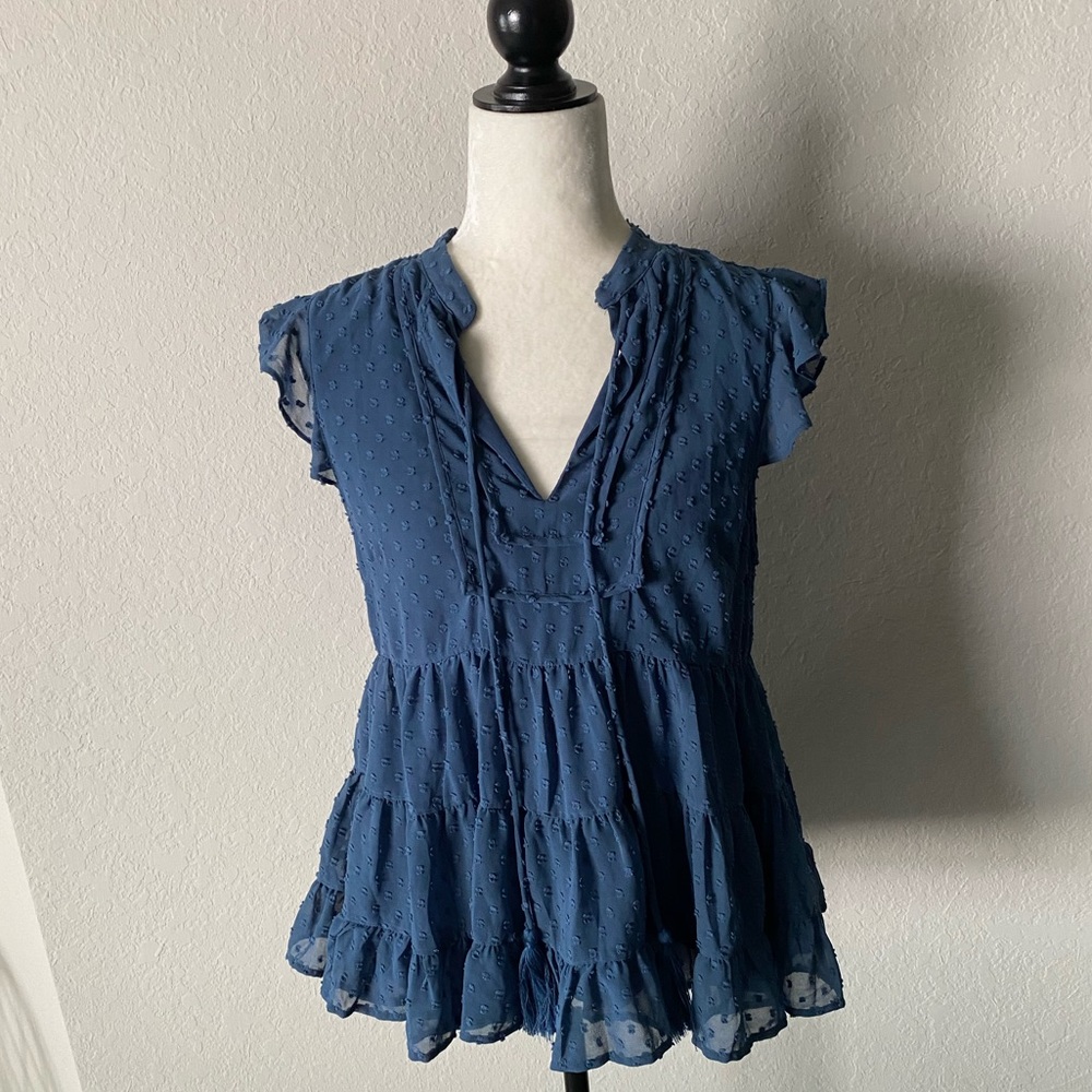 Shop Neighbor Ruffled Swiss Dot Top NWT